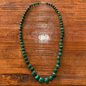 Vintage Taxco Mexico Sterling Silver Malachite Necklace